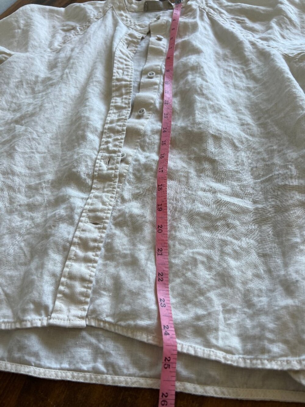 Everlane Linen 3/4 Sleeve Button-Up Blouse, cream, small - Picture 9 of 13